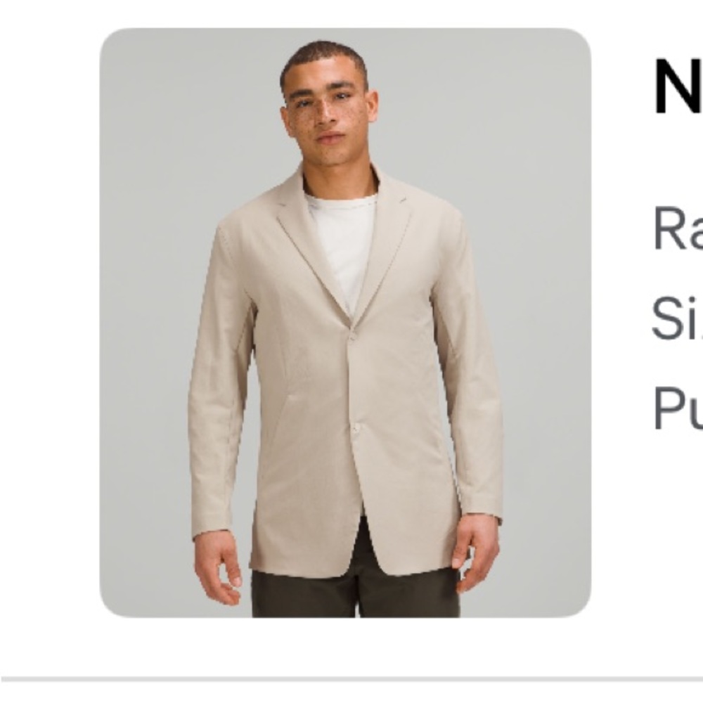 NWT NEW VENTURE BLAZER LULULEMON XL raw linen